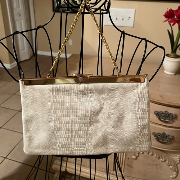 Vintage White Alligator Leather 1950’s Clutch Handbag Purse Formal - Picture 4 of 16